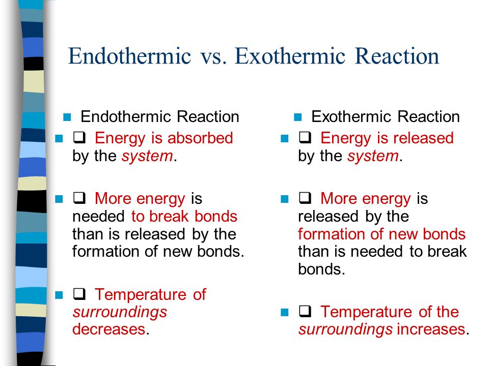 Exothermic versus endothermic